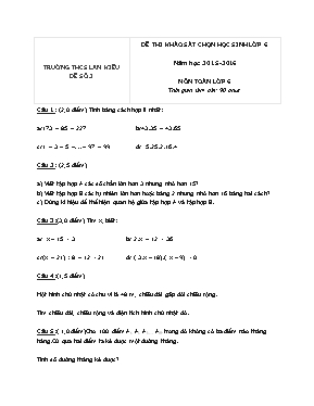 Đề thi khảo sát chọn học sinh lớp 6 năm học 2015 - 2016 môn Toán lớp 6